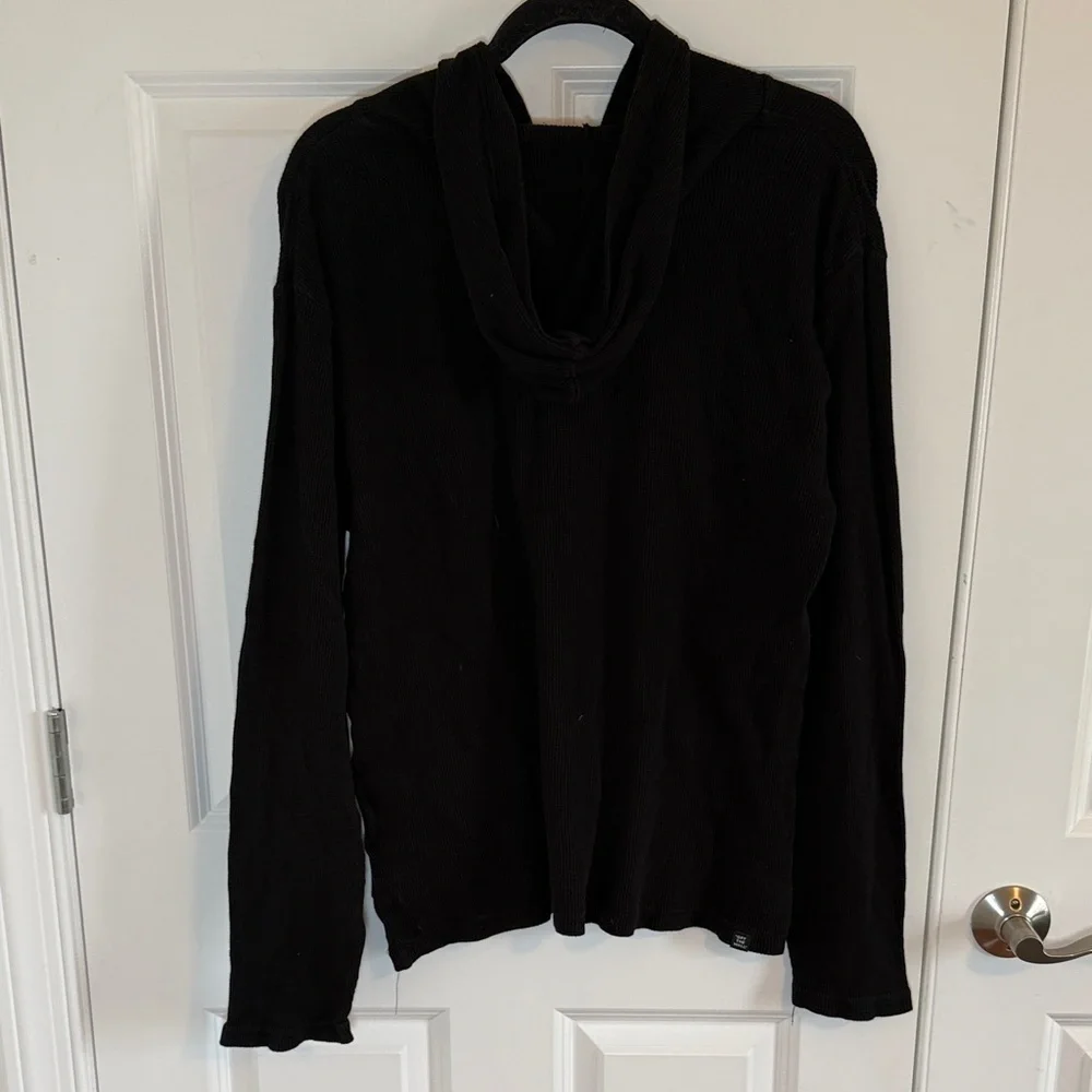 Vans Black Ribbed Long Sleeve Shirt With Hood Size Small
